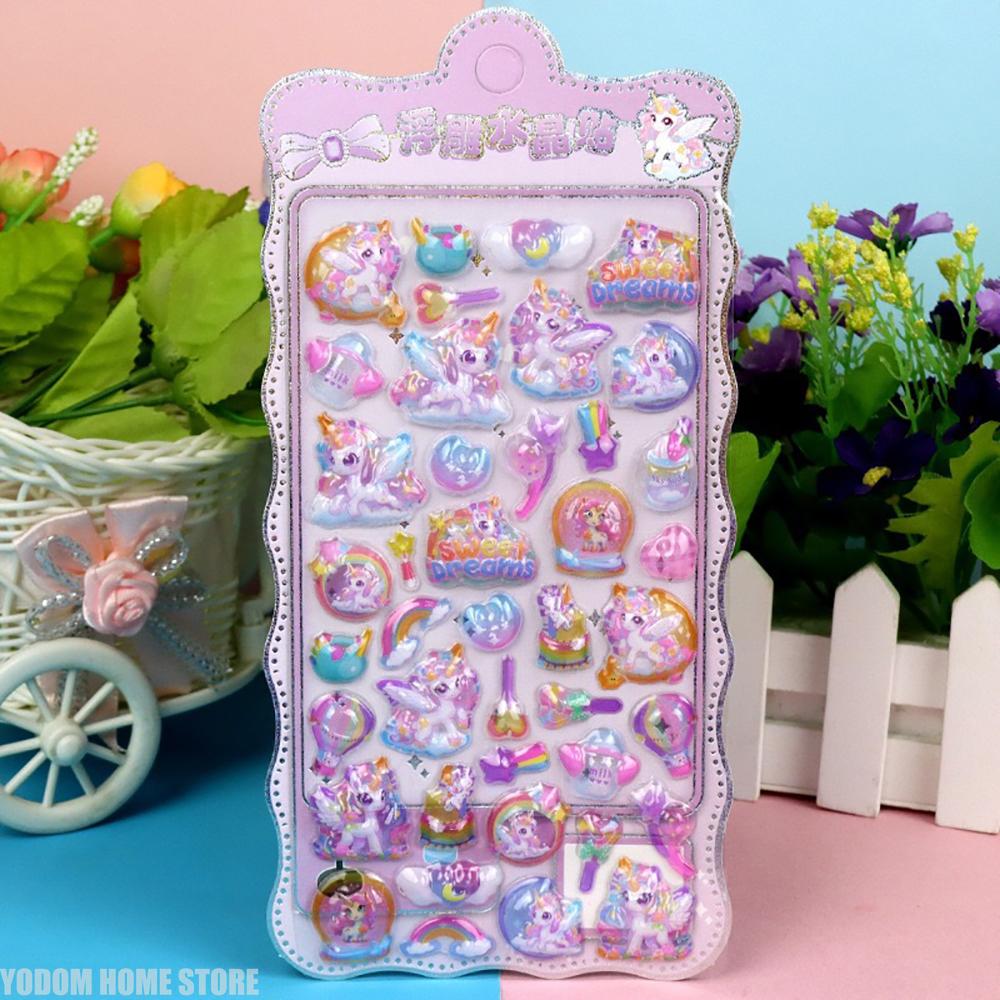 17pcs No Repetition 3d Bubbles Cute Panda Princess Cartoon Stickers for Girls Gift Scrapbook Stickers Craft Supplies