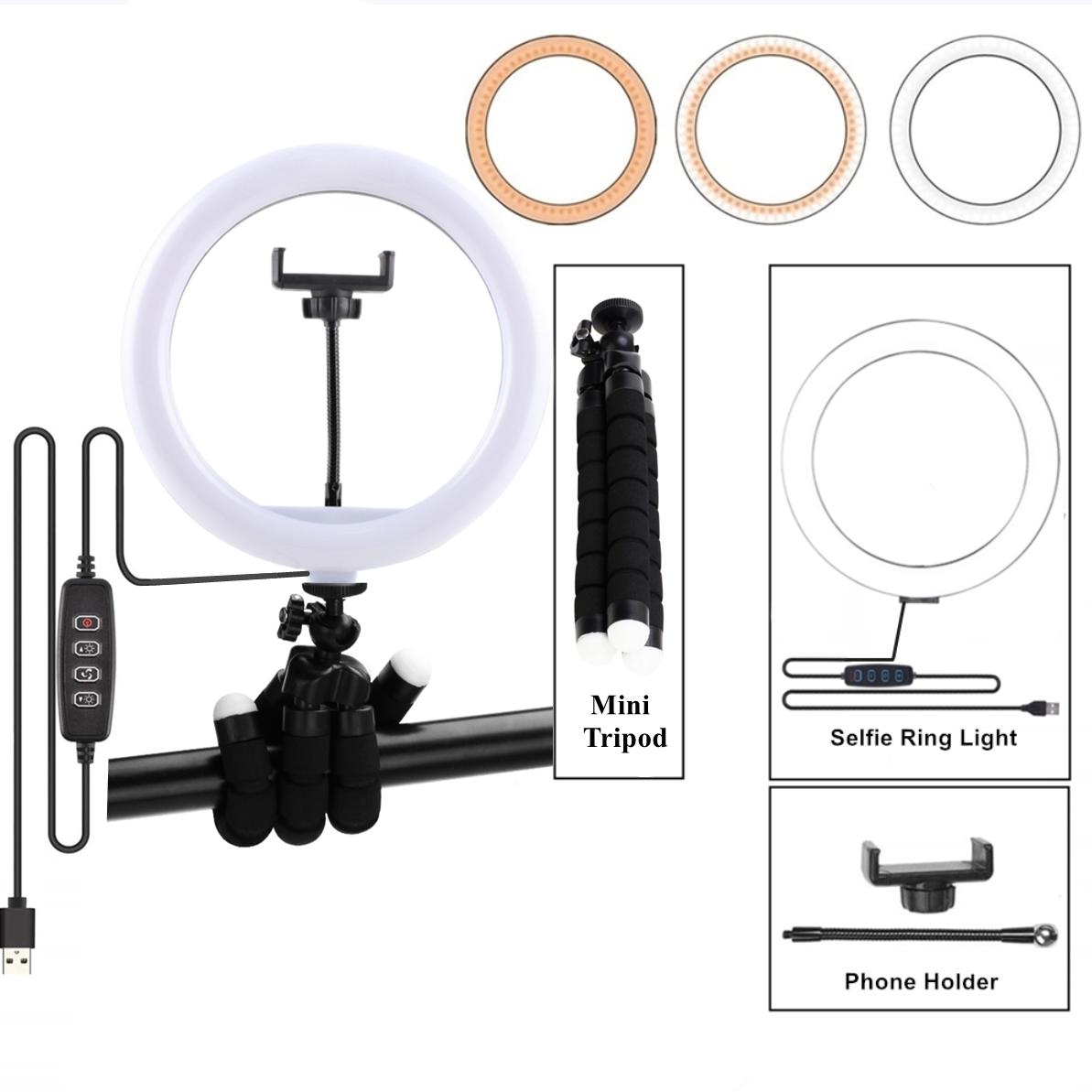 

Световое кольцо со штативом, круглая кольцевая лампа, светодиодная подставка для селфи, освещение для фотостудии, для макияжа, видеоблога, комплект USB