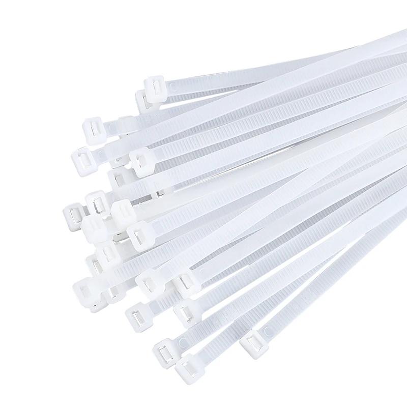 500/1000PCS Self Locking Plastic Nylon Cable  White 200mm Cable Fastening Ring 150mm Cable  300mm Zip Wraps Strap Tie