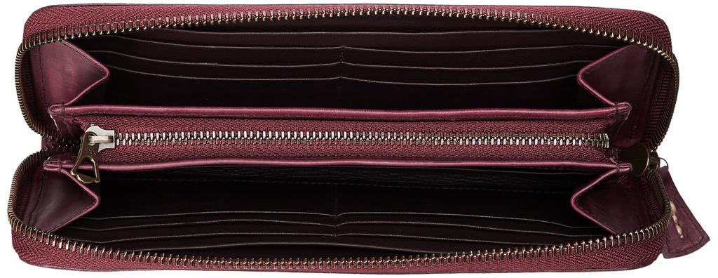 Genten Round Long Bill Wine Women's Wallet, Cutwork,