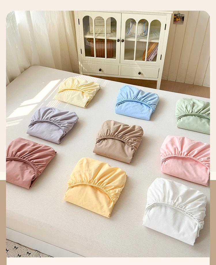 100% Cotton Solid Color Fitted Bed Sheet Set - 3 Pieces, Single/Double Size, Pure Cotton for Home or Dorm.