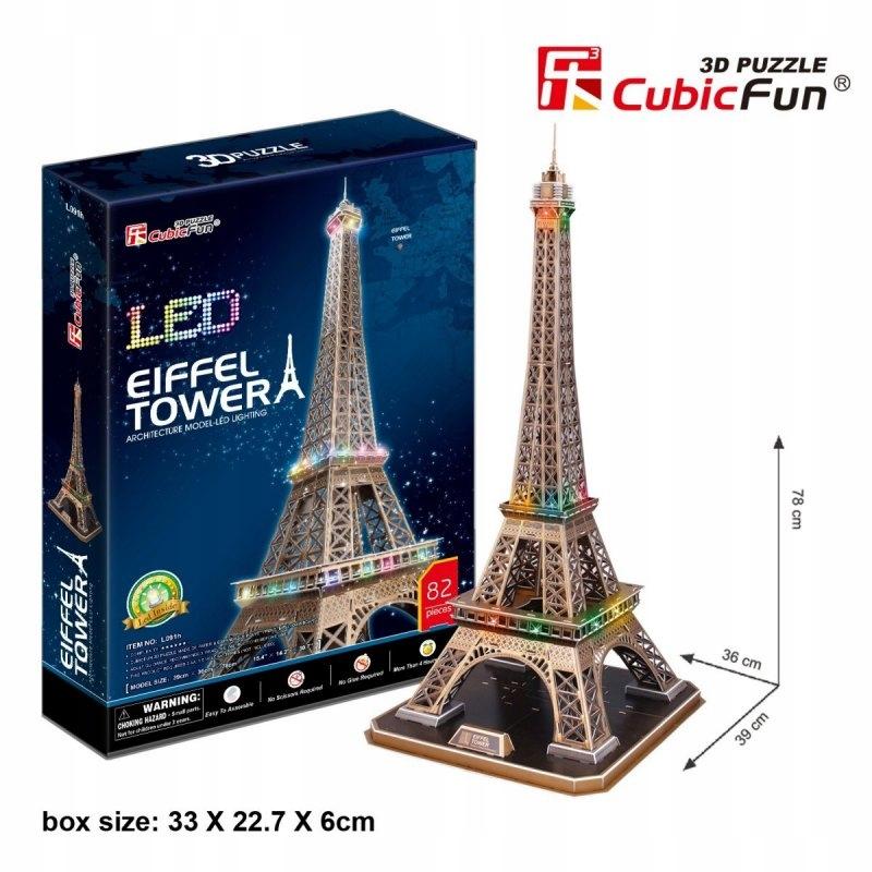 Cubic fun puzzle 3d wieża eiffla podświetlenie led cubicfun l091h