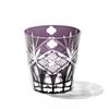 Taiburo Edo Kiriko Glass with Genroku Crest and Open Top Wooden Made In Japan [Official Workshop] Four-Leaf (Edo Purple) TB90625-4M, Box,
