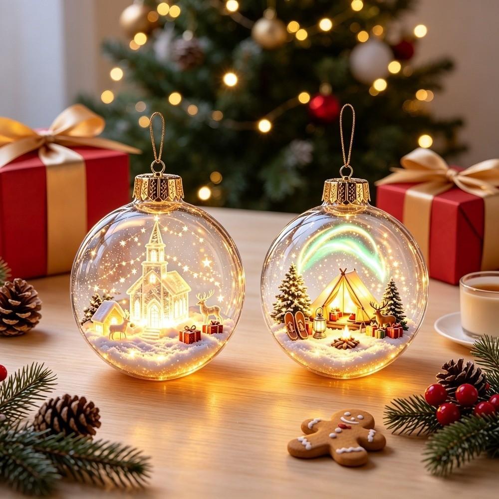 Pre-Lit Christmas Ball Charm Battery Operated Party Ornament NEW Xmas Tree Pendants Indoor Decor