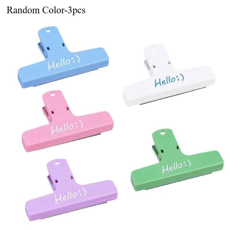 3/5pcs Colorful Magnetic Sealing Clips Cute Hello Printed Bag Clips for Food Storage Fridge Organization and Kitchen Use