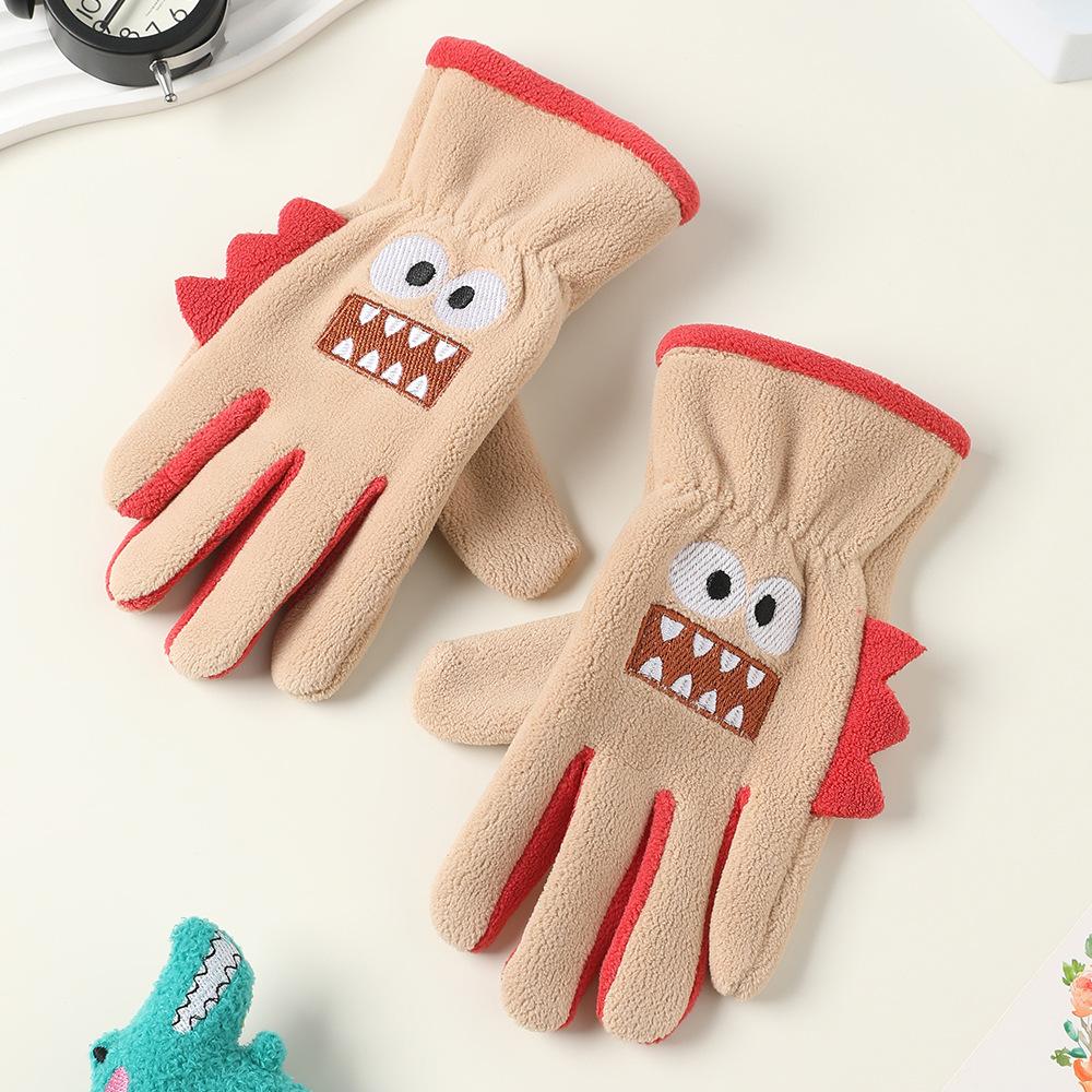 Add Fleece In Autumn and Winter Olympic Fleece Primary School Students Cycling Skin Friendly Outdoor Warm and Cold Proof Cute Gloves