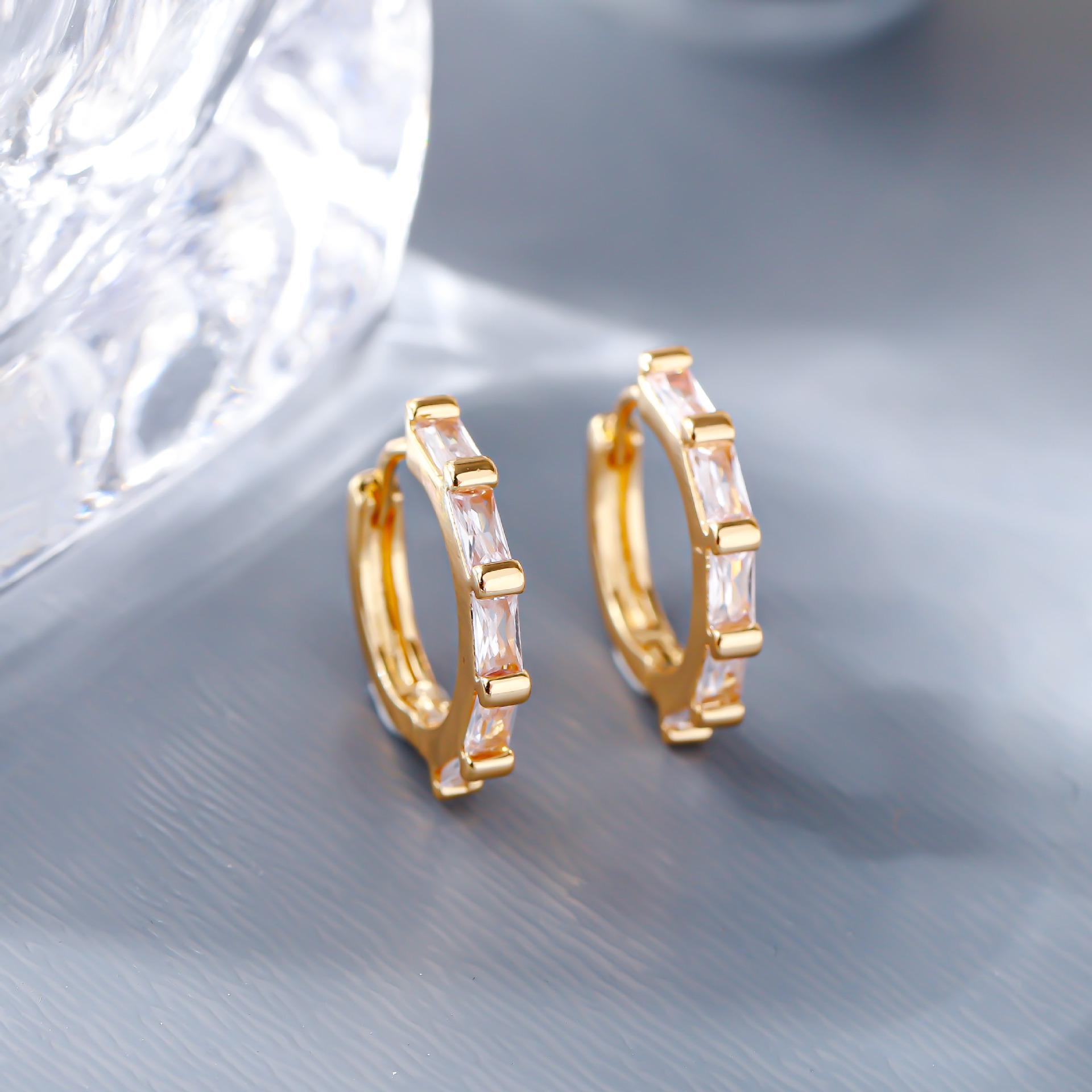 European  American High-End Rhinestone Hoop Stud Earrings – Fashionable Women s Ear Accessories