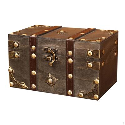 Vintage Jewelry Box Pirate Treasure Chest Collectible Container Rectangle Storage Organizer