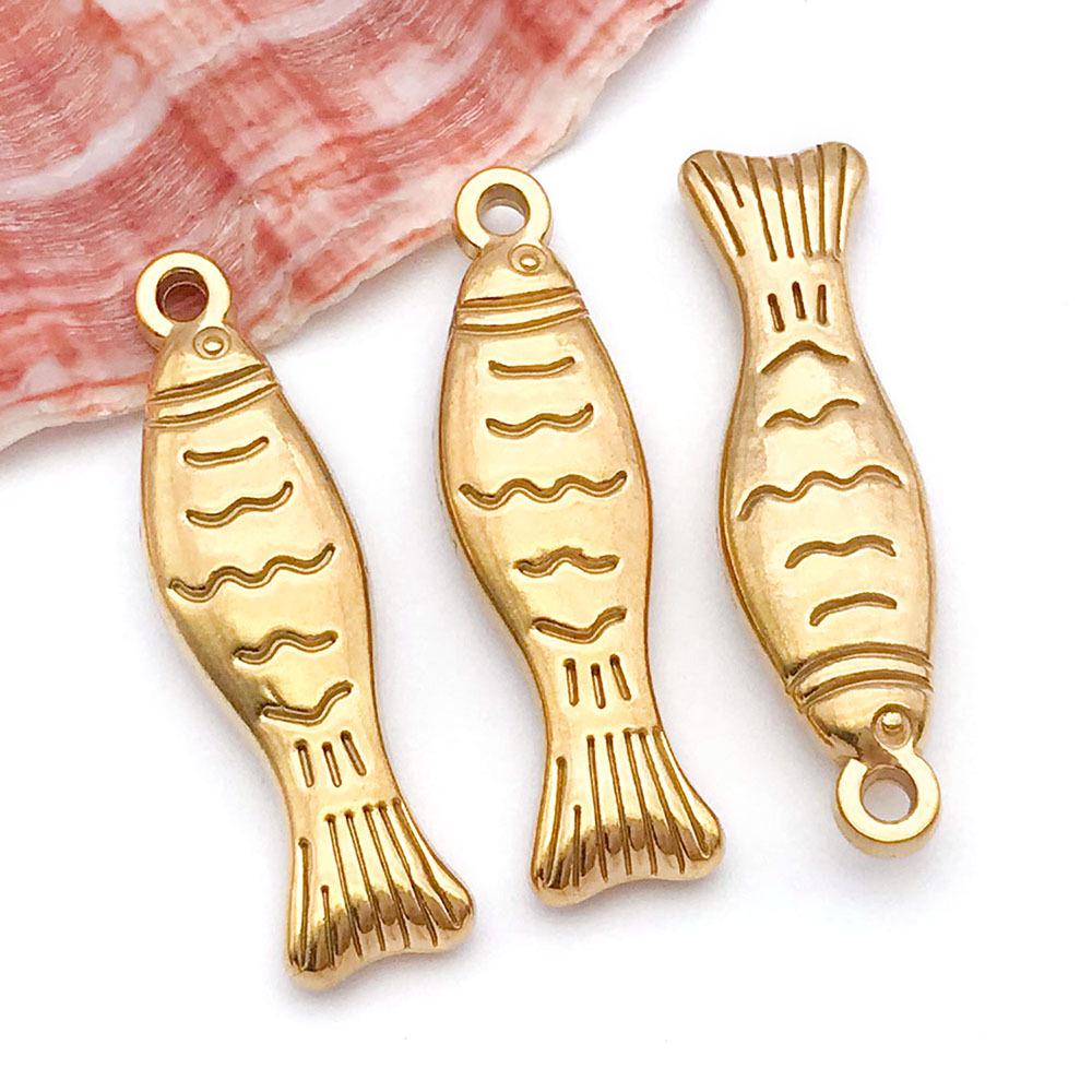 Stainless Steel Tropical Fish Goldfish Pendant Charm for DIY Jewelry.