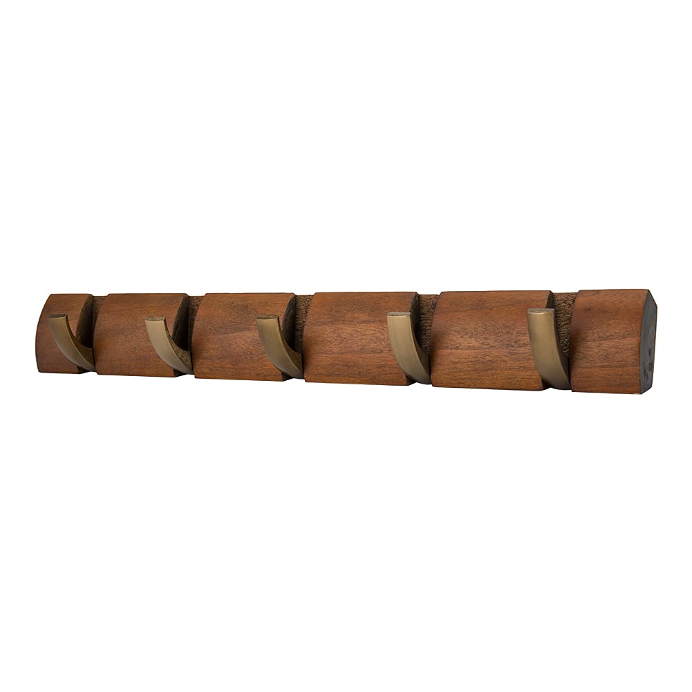 Umbra Flip Hook Coat Hooks FLIP 5 HOOK 5-Hook Rack, Wall-Mounted, Stylish, 318850-1227, Warm/Gold. WARM/GOLD. [Used]