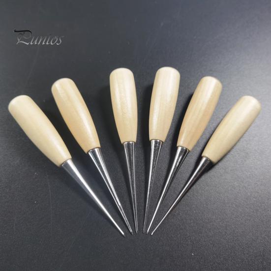 Nähahle, Locherwerkzeug mit Holzgriff, praktischer Lochkegel zum Selbermachen von Lederteppichen für die Heimnäherei