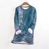 Women's Fashionable Printed Round Neck Long Sleeved Plush Warm Pullover Top
