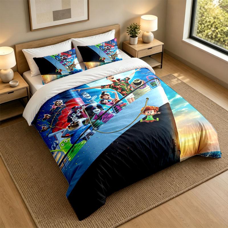 Set Biancheria da Letto 3 Pezzi Hotel Transylvania Lenzuolo Morbido e Due Federe Decorazione Camera da Letto Casa