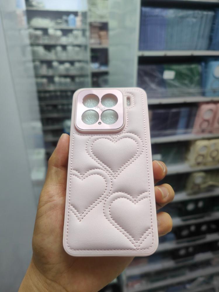 

Kawaii Simple Love Heart Pattern Leather Case For Xiaomi Mi 15 14 13 Pro Full Camera Lens Protection Back Case Cover PU Leather&Xiaomi 13 Pro рожевий