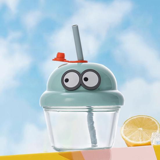 Glass Tumbler with Straw And Lid 210ml Reusable Iced Coffee Cup Cute Cartoon Drinking Cup for Water Matcha Travel