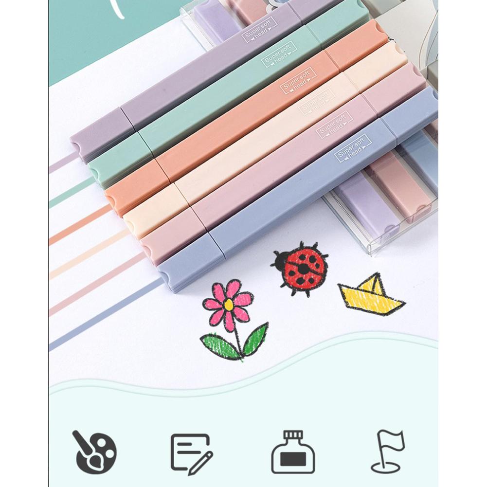 1 set Evidențiator cu vârf moale Pix creativ de culoare deschisă Marcator de mare capacitate