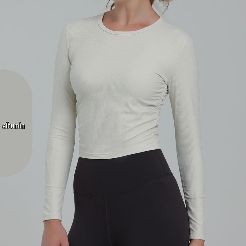 

Женская ребристая облегающая футболка с длинным рукавом для йоги - Осень/Зима L