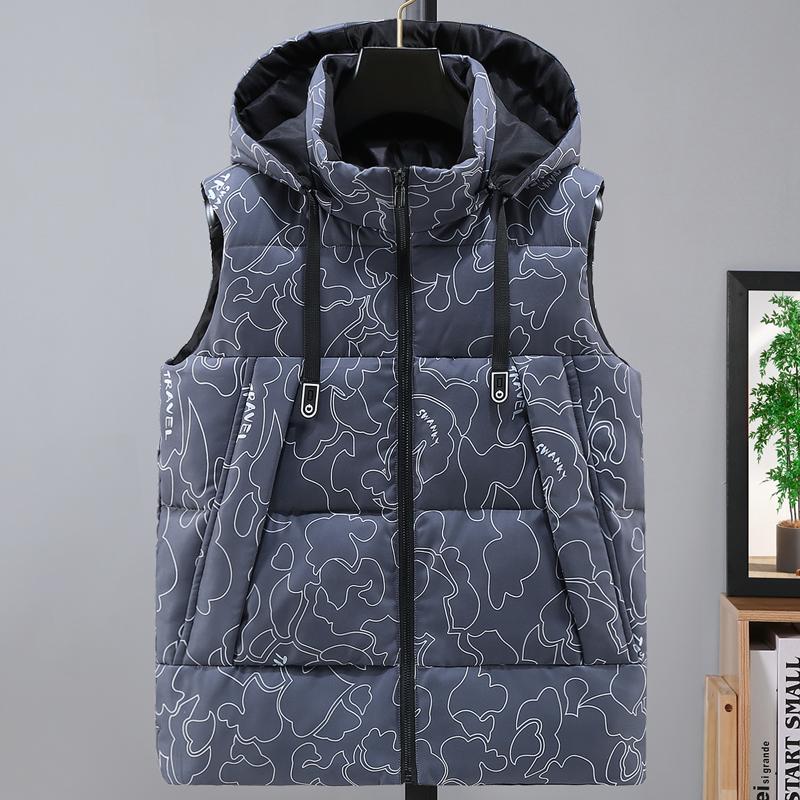 Fashion Winter Warm Vests for Men New In Outerwears Hooded Plus Size Casual Thick Tops Men's Sleeveless Parkas