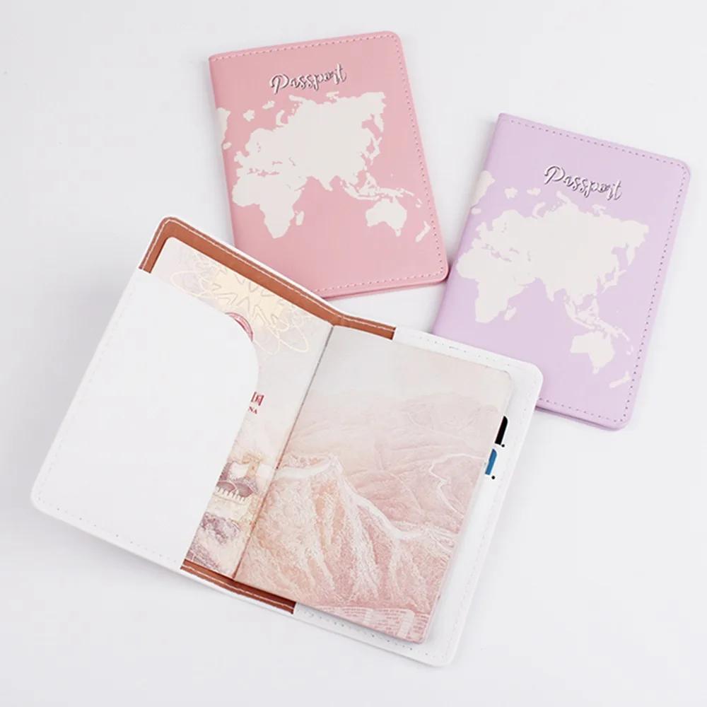 New Color Printed PU Leather Passport Cover Case Bags Travel Women Men Passport Holder ID Card Storage Documents Bag Wallet