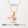 18K Zirconia Hollow Heart Pendant Necklace with Stainless Steel Chain for Women