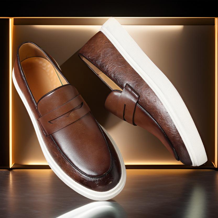 

New large size men s shoes white sole non-slip cover foot versatile casual leather shoes men s British style shoes men s board shoes 46