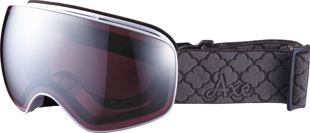 AXE Unisex Goggles with UV Twin Adjustable Center Pearl Pink Mirror Lenses Ski/Snowboard Protection, Straps, Hook, Glasses/Helmet Compatible, White,