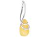 Short Silver Necklace Drop with Milky Amber Teardrop Choker 32 Cm