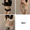3pcs Women's Summer Thin Sexy Satin Lace Seamless Low-Rise Crotch Triangle Panties