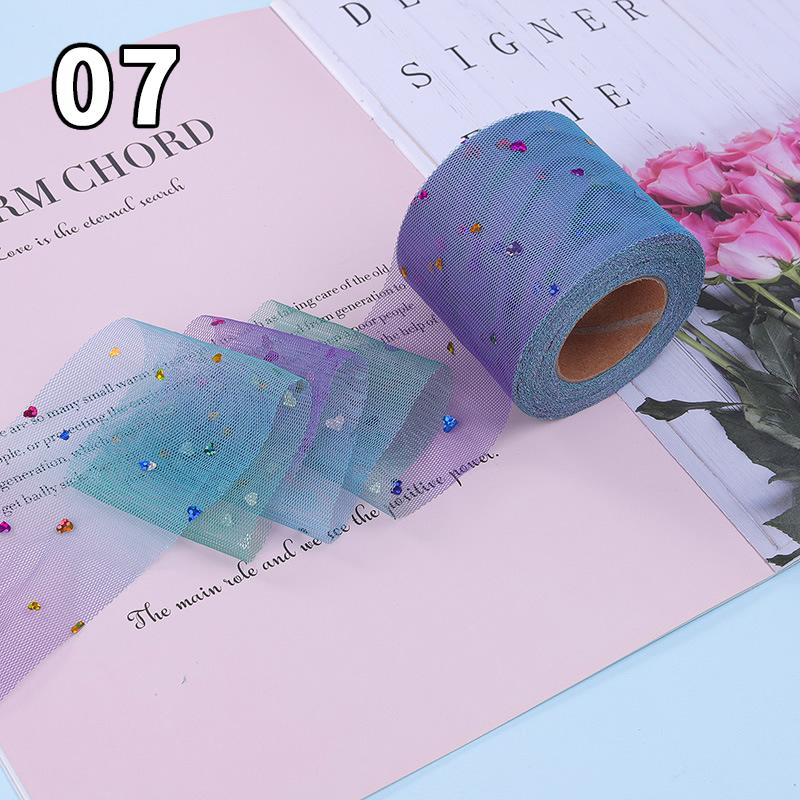 25 Yards Sequin Rainbow Star Moon Mesh Lace Trim Ribbon Fabric Wedding Dress DIY Bow Birthday Party Decoration Crafts