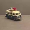Vintage Iron Art Bus Model with Floral Design,American,European Style, Rustic Decorative Statue for Home, Living Room, or Office Display, Bus Decor
