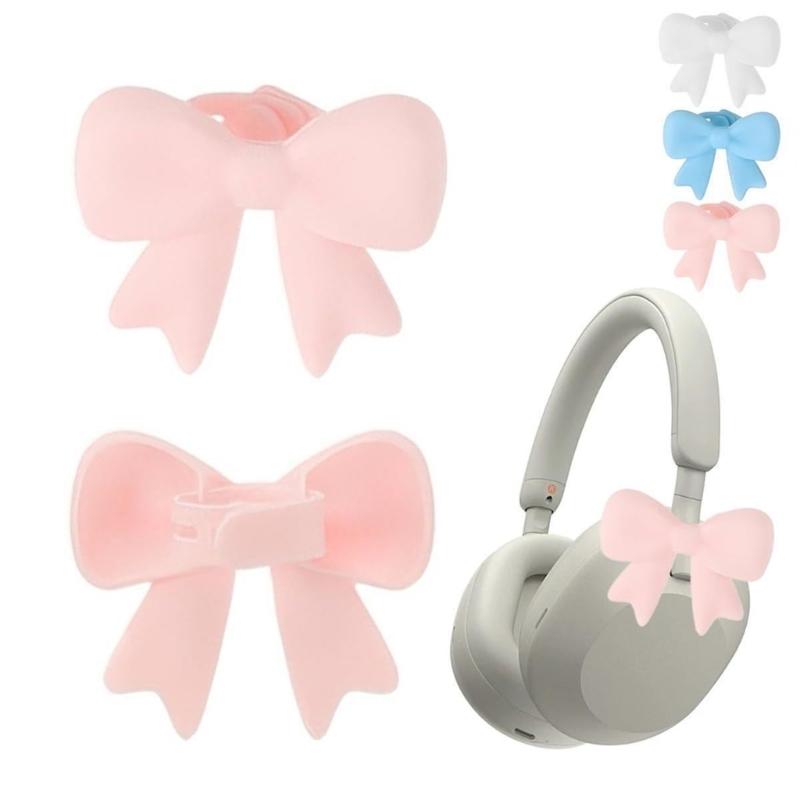 2Pcs Nonslip Silicone Bowknot Headphone Accessories Secure Running Gym Activities Comfortable Wear Decoration Gift
