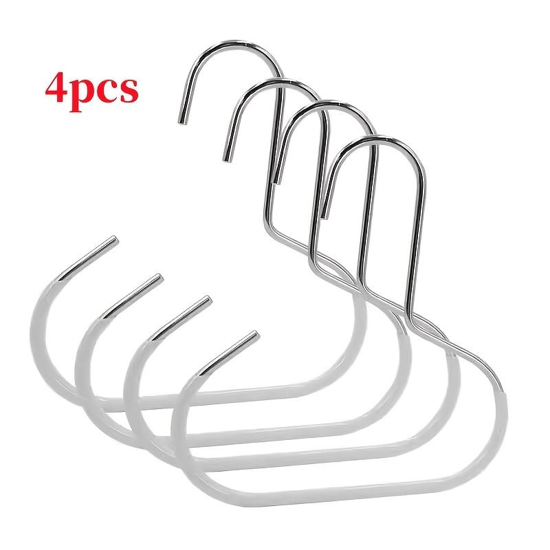 4pcs Metal Non-Slip Hangers with Silicone Grip - Versatile Round Hooks for Scarves, Ties, Hats, Bags & Clothes - Space-Saving Wardrobe Organizer