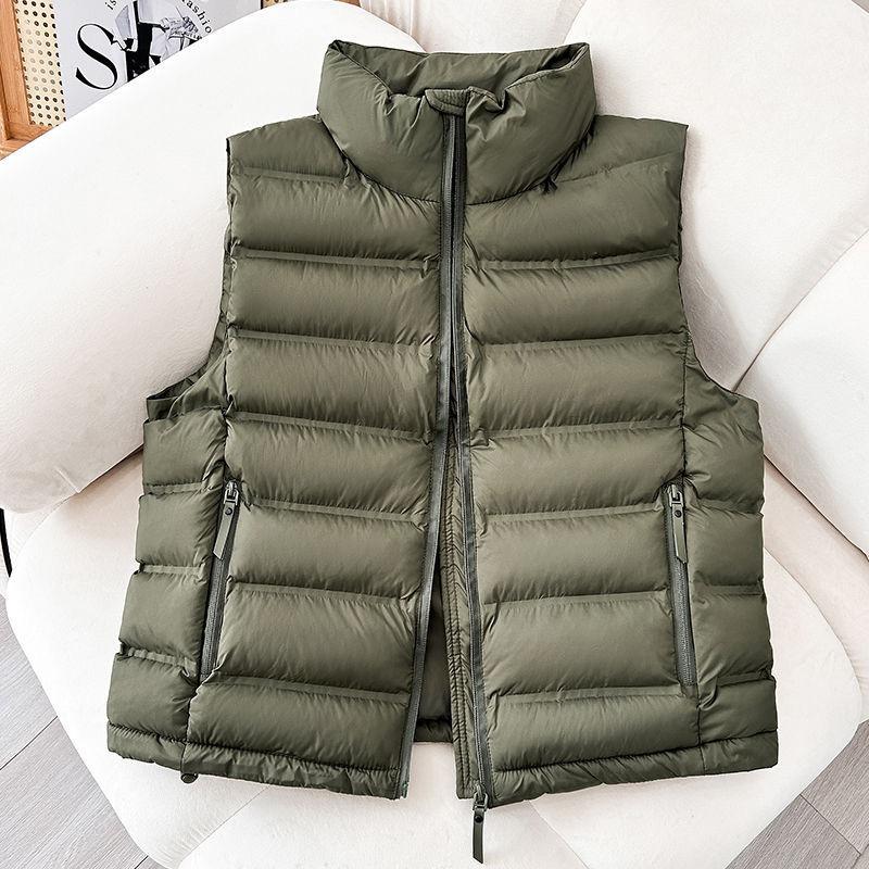Women S Loose Short Sleeveless Stand Collar Vest For Autumn Winter Daily Wear