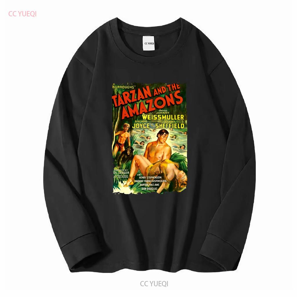 Tarzan And The Amazons 40s Action Adventure Movie T Shirt Long or Short Sleeves Vintage Washed Designer Clothes Fashion