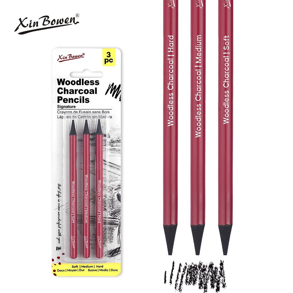 Graphite Charcoal Pencil Set - 6 Pieces: Hard, Medium & Soft for Art, Students & Sketching