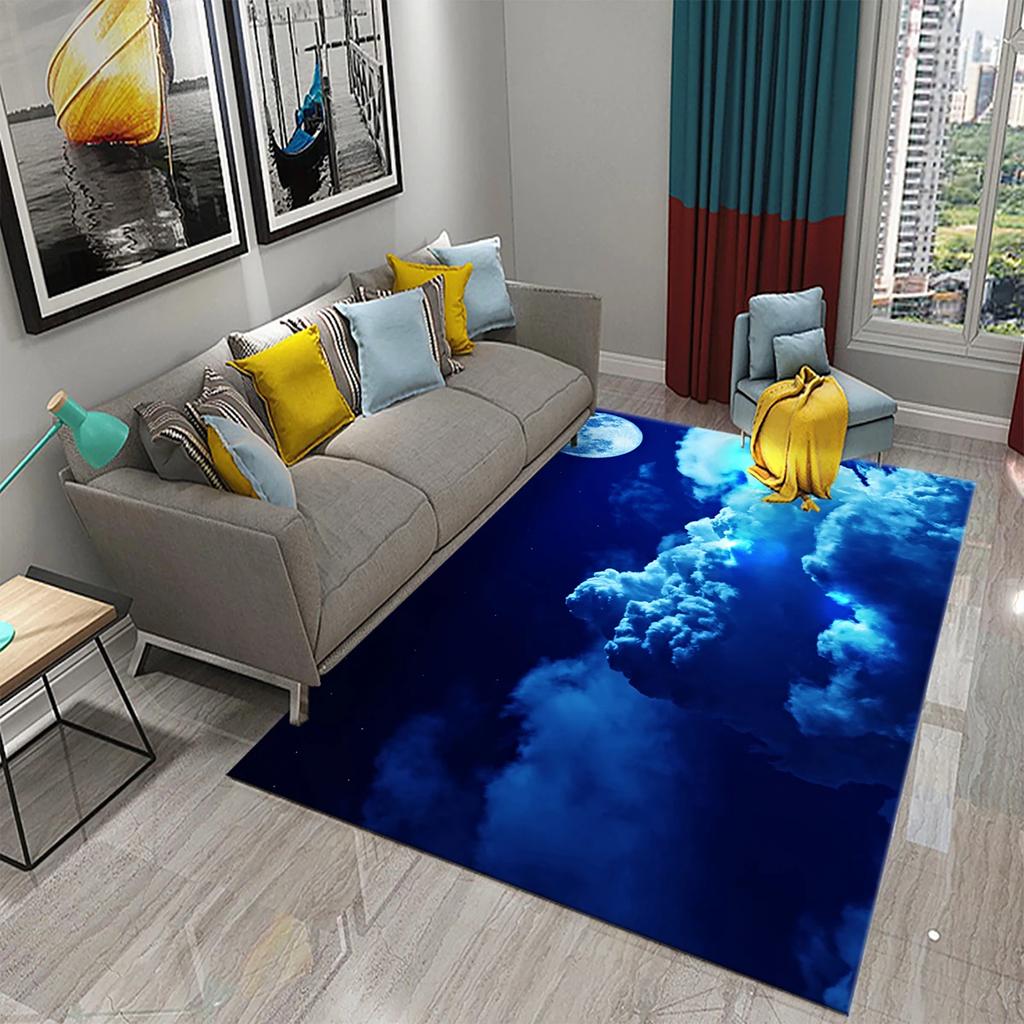 Tappeto Luna 3D Tappetino Vista Fiori per Cucina Bagno Toilet Tappeto Antiscivolo Tappeto Pavimento Soggiorno Divano Tappeto Decorazione Camera da Letto Casa