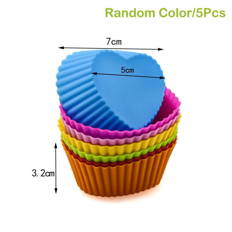 5Pcs Silicone Mold Cupcake Cake Muffin Cup Baking Bakeware Nonstick Baking Mold