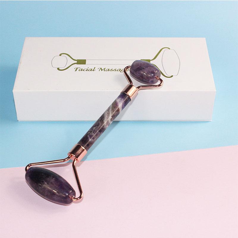 Natural Amethyst Jade Roller Gua Sha Set Gouache Scraper Board Face Lifting Anti-Wrinkle Beauty Skin Care Body Massage Tools