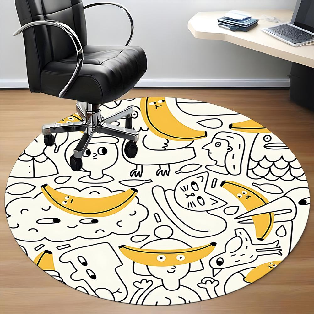 1pc Banana Party Office Round Area Rug, Indoor Mat Suitable ForOffice, Under Office Chairs Bedroom Living Room Home Decor, Room Decot062