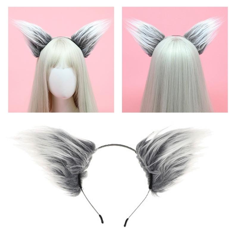 Wolf Tail Adjustable Belt Foxes Ears Hairband Plush Animal Tail Halloween Cosplay Accessories for Carnivals Parties