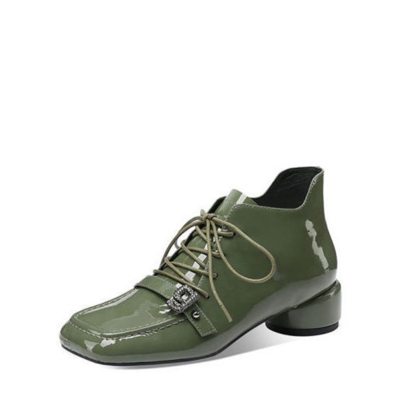 

Мода 2024 года, модные мягкие кожаные голые ботинки для женщин, осенне-зимняя обувь, ботильоны со стразами и квадратным носком, британские, черные, зеленые 38 зелёный