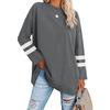 2022 Women's Loose Color Block T-Shirt with Drop Shoulder Sleeves and Round Neck