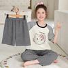 2026 Cotton Pajama Set Girls Short Sleeve Thin Sleepwear Sweet Cartoon Print Kids Home Outfit
