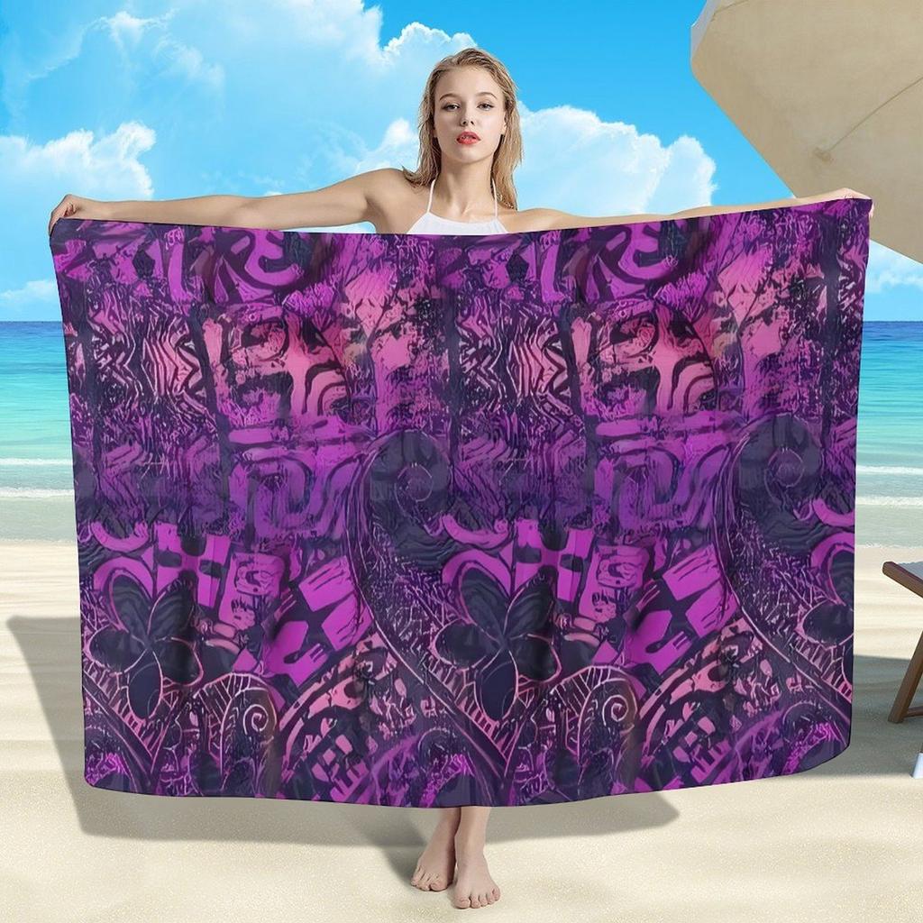 Summer Lightweight Women'S Sarong Shawl Polynesian Customizable Pattern Beach Essential Sun And Windproof Cape