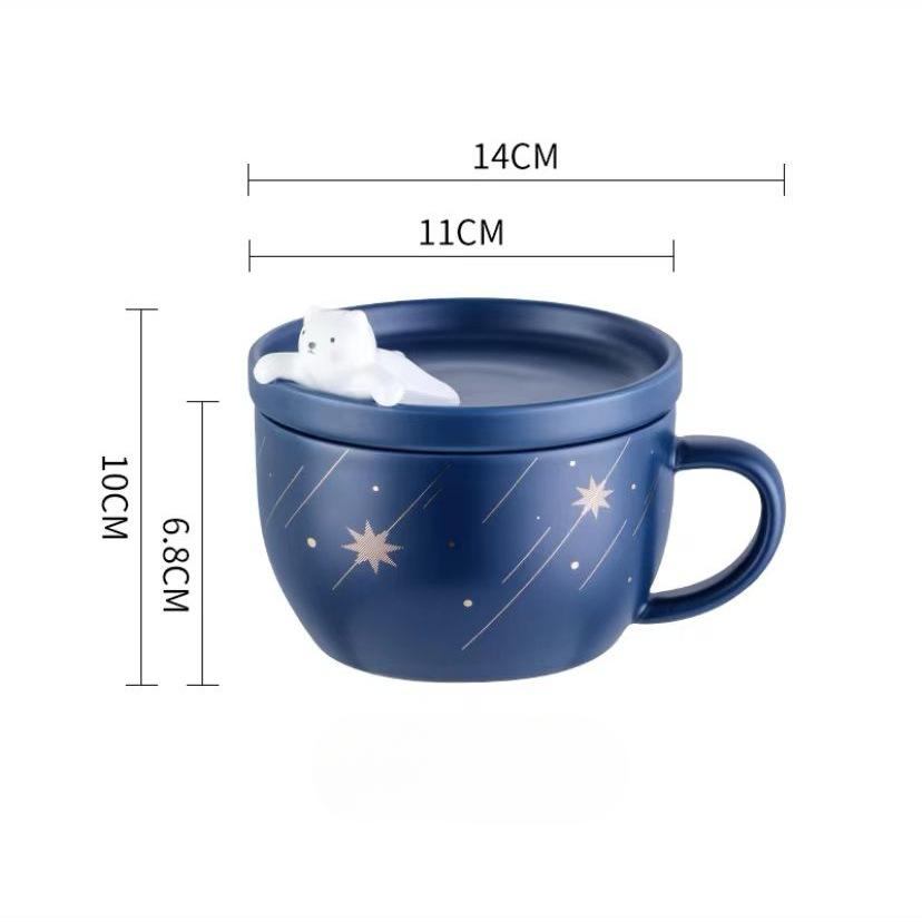 

Fireworks Bear Ceramic Cup Meteor Cartoon Animal Cup Breakfast Cup Gift Cereal Water Cup Couple Cup Bear Coffee 301-400ml