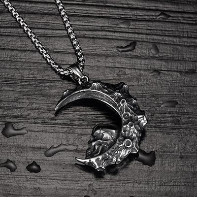 Nouveau Collier Crâne Mode Crâne Lune Style Rue Pendentif Homme