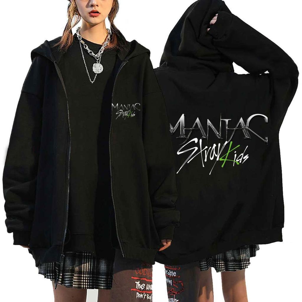 Popular Sweater Straykids Surrounding Harajuku Printed Sweater Hooded Loose Zipper Sweater