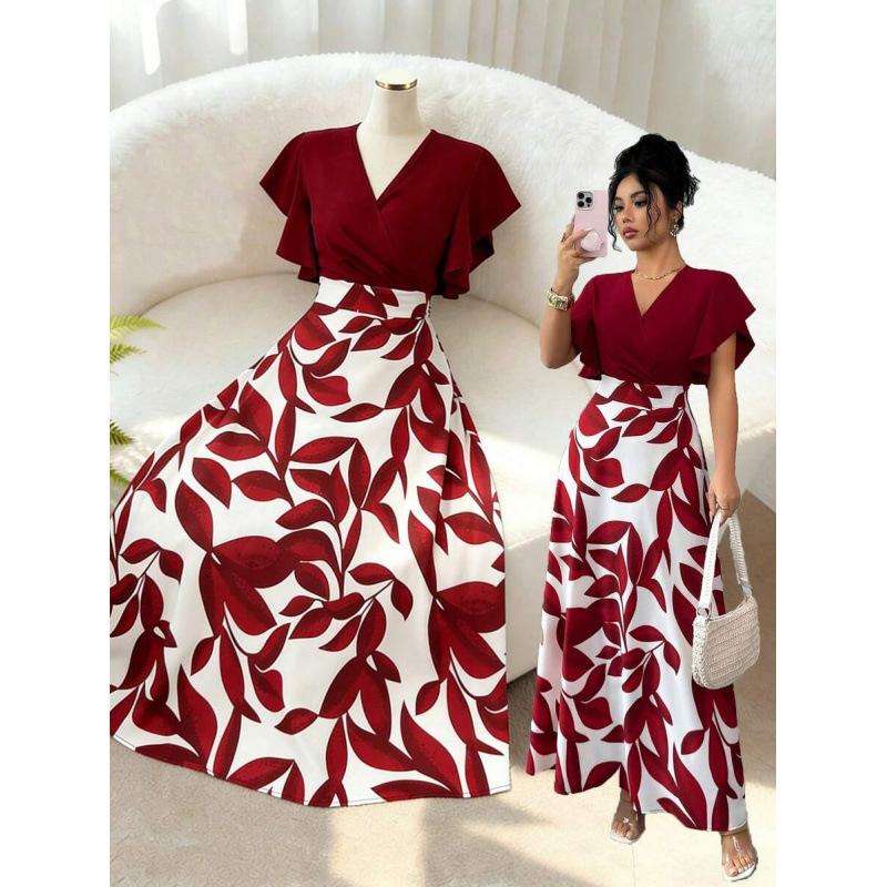 Europe, America 2026 summer new exquisite elegant design flying sleeves slim long dress women