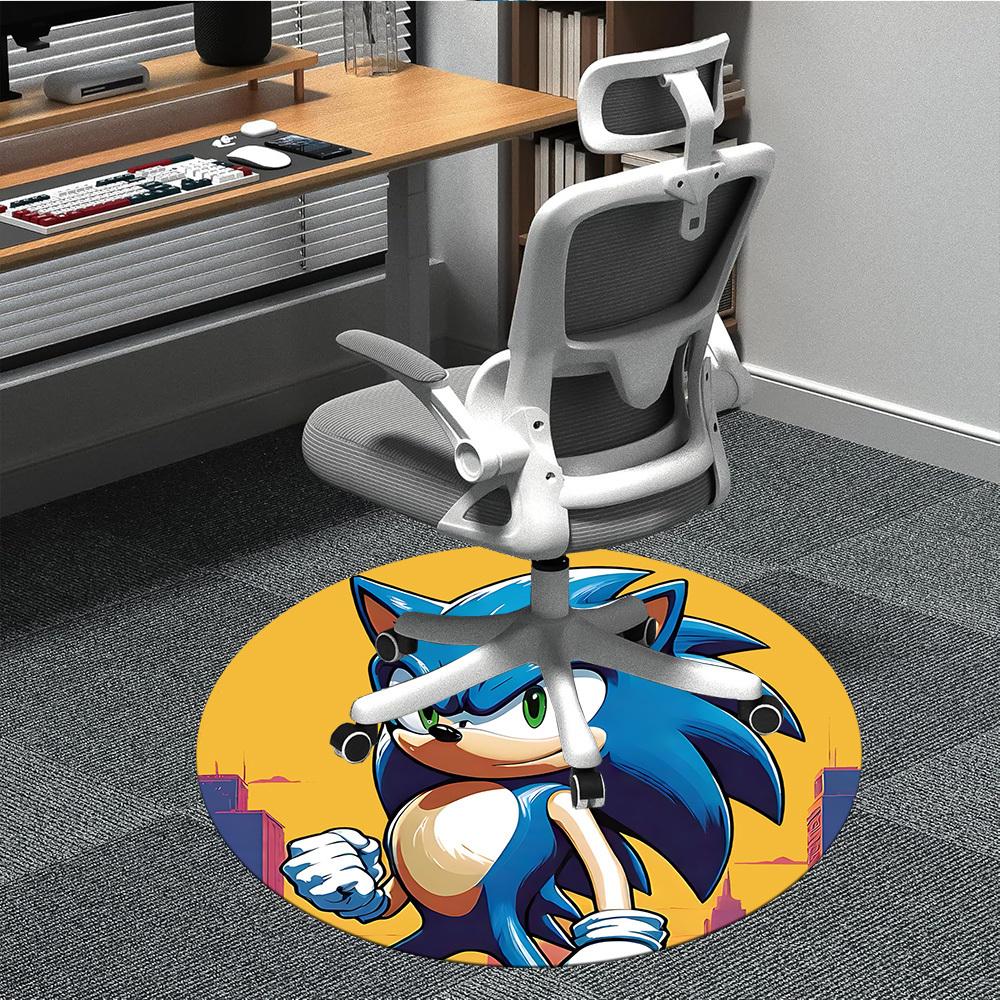 

1pc Sonic Adventure Office Round Area Rug, Indoor Mat Suitable For Office,Bedroom Living Room Home Decor, Room Deco a0926197 80cm by 80cm