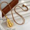 Ancient Style Pixiu Pendant with Rotating Fortune Gourd On Vietnamese Gold Braided Necklace